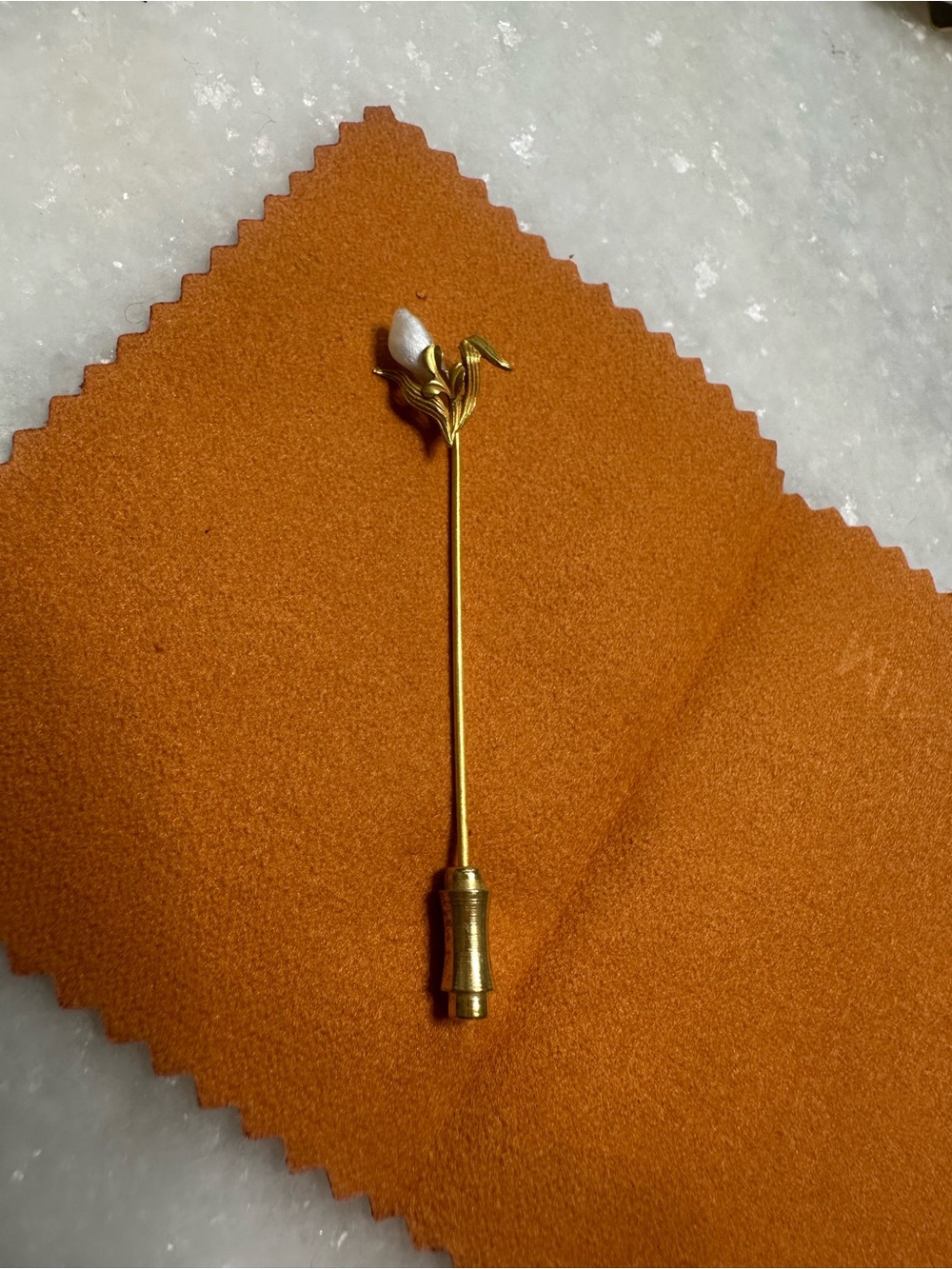 Vintage 10k Gold and Pearl Stick Pin